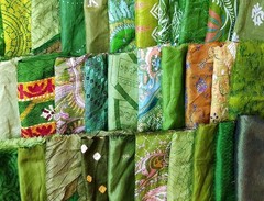 ABB Vintage Sari Silk Fabric Squares 15Pc for Craft & Junk Journal