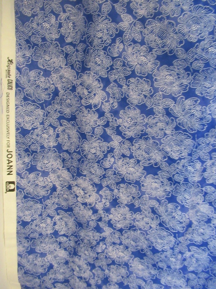 Jo Ann Cotton Fabric Keepsake Calico Floral blue Quilt Craft 1Y12″X44″W NEW