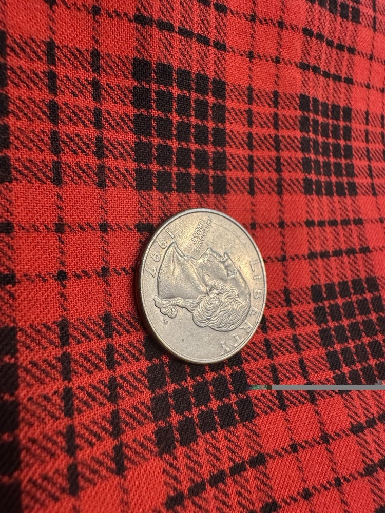 Vintage Red Black Homespun Check Plaid Cotton Fabric 5+ YARDS 42″W Country Farm