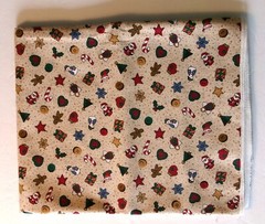 Multi-colored Small Figures on Light Tan Background Seasonal Print Fabric –