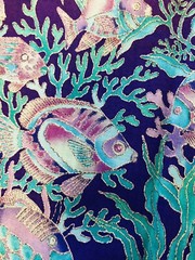 VTG Paradise Reef Purple Turquoise Silver Metallic Accent by Hoffman Remnant