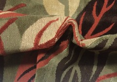CLARENCE HOUSE LAURELWOOD BROWN RED LEAF MODERN LINEN VELVET FABRIC 1 YARD 49″W