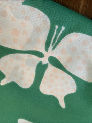 Vtg. Fabric 1960s 70s Butterfly Polka Dot Polyester Knit Mod Groovy 45″ x 109″