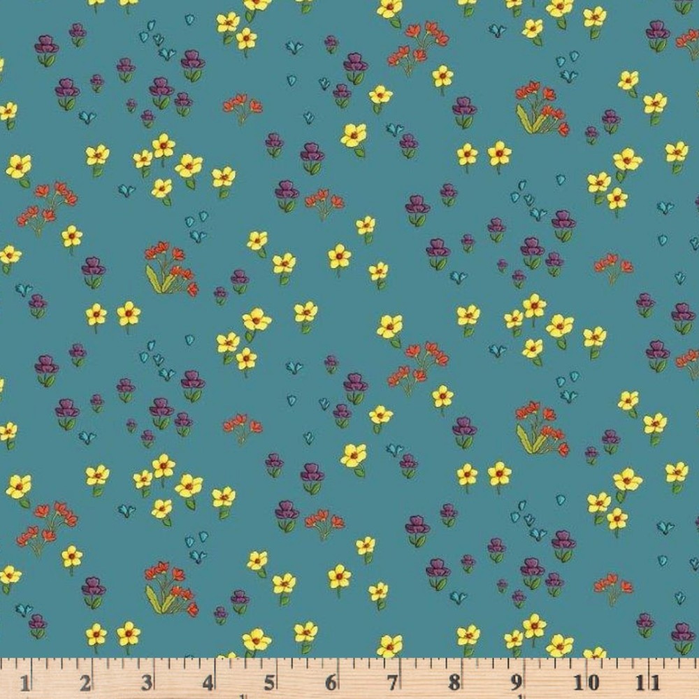 Farm Days Azure Itsy Bitsy Bloom 100% Cotton Fabric By half yard