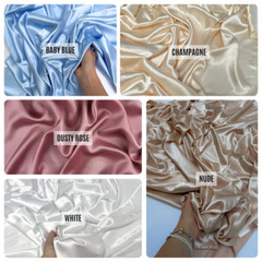 Pastel Colors Stretch Charmeuse Satin Fabric for Wedding Dress by the Yard