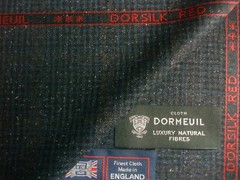 DORMEUIL 67% WOOL & 33% SILK JACKETING FABRIC “Dorsilk Red” Check/Plaid = 2.0 m.