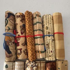 Lot of 12 Cotton Fat Quarters Beige Brown Green Mixed Print Quilting Crafts