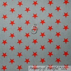 BonEful FABRIC FQ Decor Cotton Quilt Red Gray ALL STAR Ohio State Stripe America