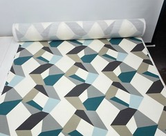 KRAVET URBAN TWIST TEAL GEOMETRIC ABSTRACT MODERN COTTON FABRIC BY YARD 54″W