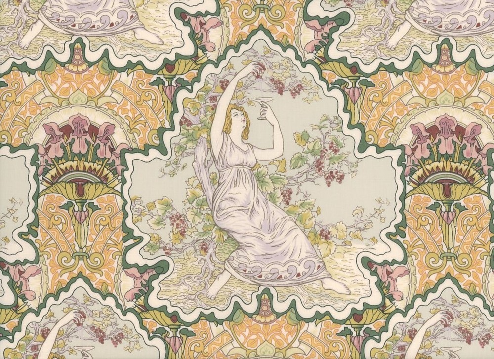Art Nouveau Romance Vineyard Lady RJR Rare Fat Quarter Grape Leaves BTFQ Irises