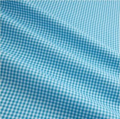 Gingham Check Yarn Dyed Large Aqua Poly/Cotton Fabric 45″ Easy Care by the Yard