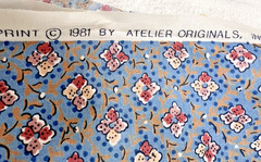1981 Atelier Original Pink Blue Taupe Floral Fabric 37 x 39 inch Plus