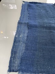 Antique Japanese BORO Indigo Kaya Mosquito Net Fabric Faded Distressed Blue 74″