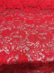 Maggie RED Guipure Venice Heavy Lace Fabric by the Yard – 10019