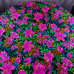 Vintage 80s Swimwear Lycra Fabric Neon Tropical Pink Missbrenner 66 x 57 Precut