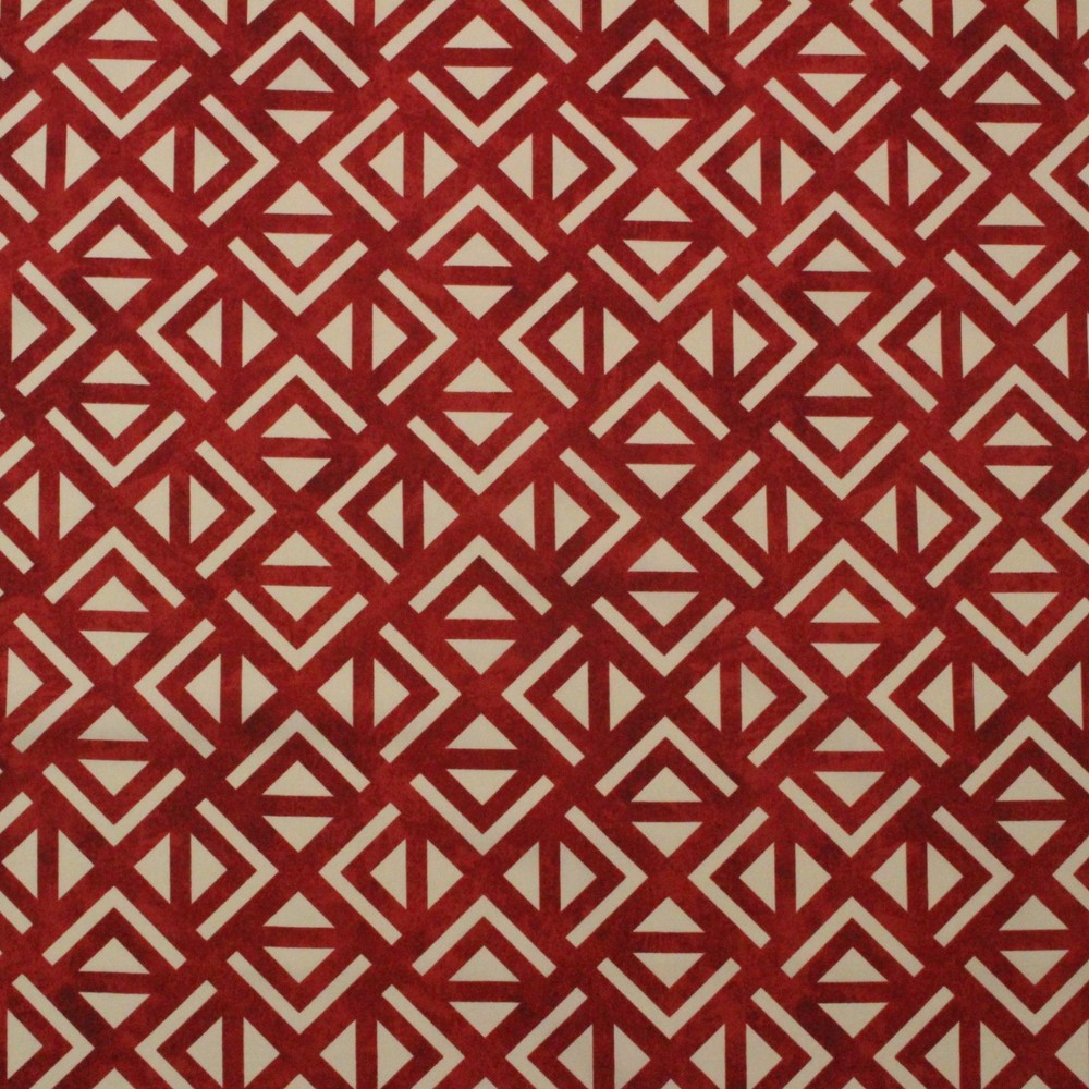 RICHLOOM MILESTONE APPLE RED MODERN GEOMETRIC GATE COTTON FABRIC BY YARD 54″W