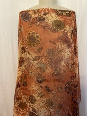 Elegant Poly Blend Lurex Georgette Floral Shades Of Orange Fabric 2.5 Yards 60″W