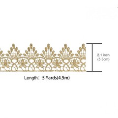 2.1 Inch 5 Yards Lace Edge Trim Gold for Sewing Fabric DIY Craft Clothes Curt…