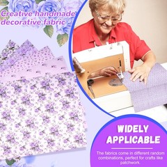 12pcs Purple Printed Polyester Quilting Fabric Bundles 18″x22″ for DIY Crafts