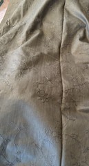 Dark Green Fabric Herringbone Weave; SameTone Embroidered Leaf Vine (3 Yds X45”)