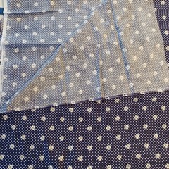 2 Yards 7″ Daisy Floral Dark Blue White 100% Cotton Quilting Fabric Single Piece