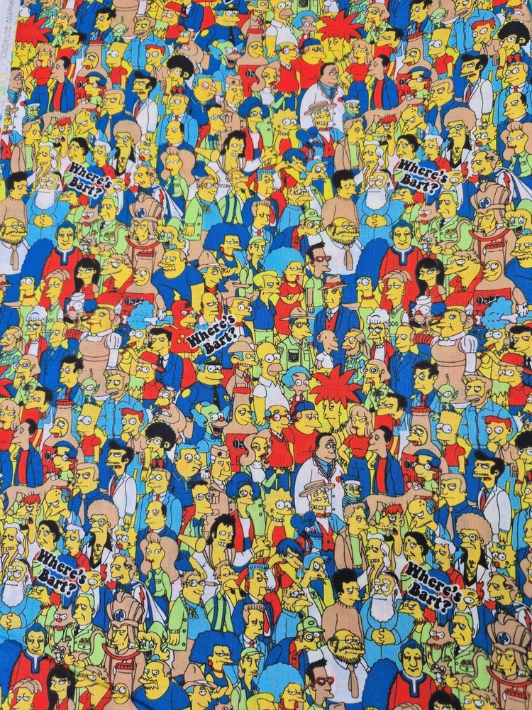 2 1/2 Yards Where’s Bart? “The Simpsons” Springs Creative VTG 2007 New 90″x 43″