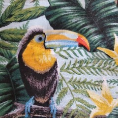 Vintage Fabric Springs Wings Of Paradise Parrots Birds Butterflies 34×45″ Cotton