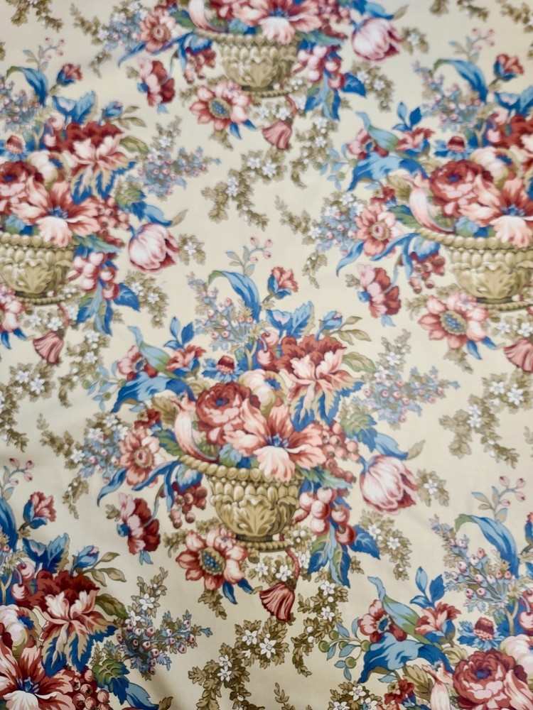 VTG Stanley King Studio Floral Upholstery Fabric Cotton 54″ x By The Yard