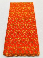Orange Gold Voile Lace- Gold Floral Lace- Sold by 5 Yards..