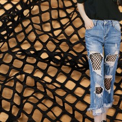 39 X 66 Inches Mesh Fishnet Fabric Net Cloth 10mm Hole for Sportswear Hat Lined