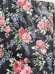 Waverly Sweet Brier Roses Black Vintage Floral Fabric Remnants Only Please Read
