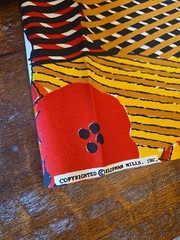 Vtg 70s Klopman Mills Fabric 44”x162” Black Red Orange Floral Hippy Boho Abstrac
