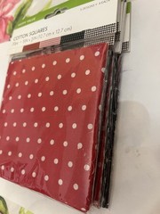 80 5” Squares For Quilting And Crafts. White Polka Dots On Red Green Yellow Blue