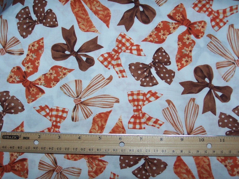 9″x21″Patterned Bows Cotton fall Fabric