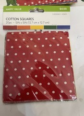 80 5” Squares For Quilting And Crafts. White Polka Dots On Red Green Yellow Blue