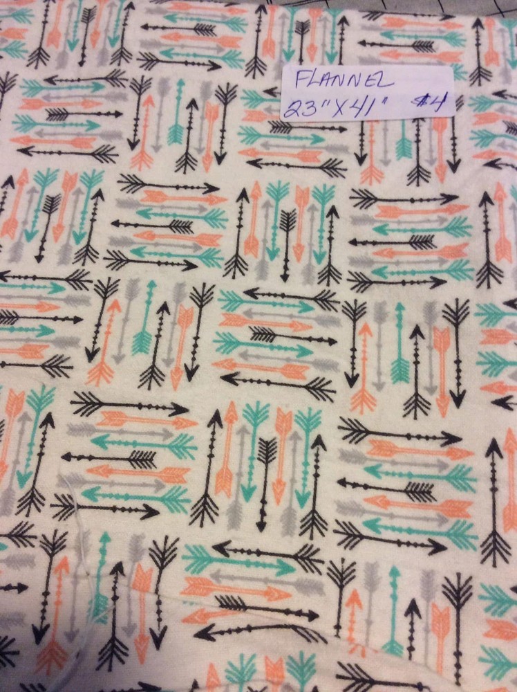 Nursery Flannel Grey/turquoise/black/orange Arrows 23” X 42”