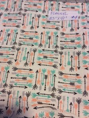 Nursery Flannel Grey/turquoise/black/orange Arrows 23” X 42”