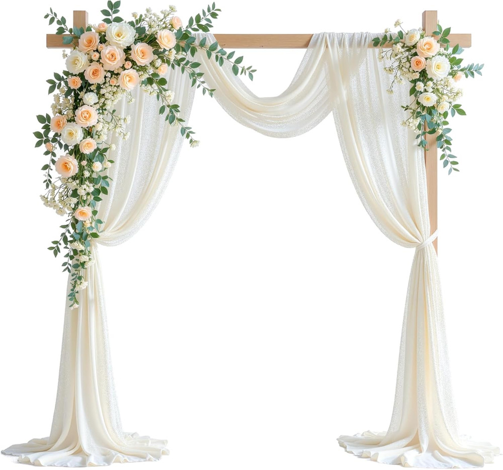 Ivory Wedding Arch Draping Fabric, 1 Pack 29″ X 20FT Sheer Fabric Arch Drapery C