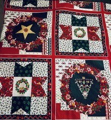 Wamsutta Patchwork Christmas Cheater Stars Tree Wreath 10 Blocks 8.5 SQ Panel