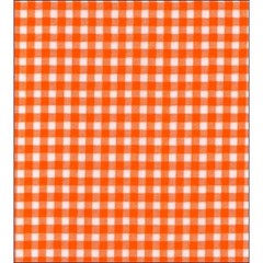 Gingham Orange Oilcloth Fabric By The Roll (12 Yards)