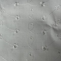 White Allover Eyelet Fabric 1.5 Yds Floral Swirl Embroidered Cotton Sewing