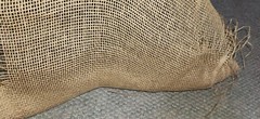 Lot of Open Weave Brown Jute Fabric On The Roll Burlap
