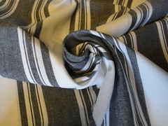 Dunroven House Farmhouse Awning Stripe Black White Woven Cotton Homespun Fabric