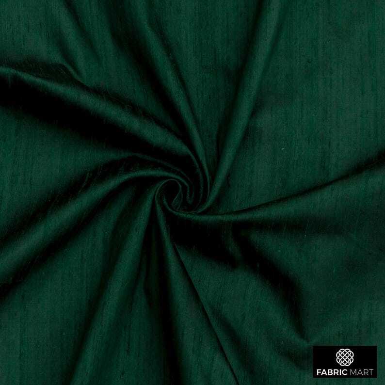 Bottle Green 100% Pure Silk Fabric By The Yard, 41 inches width Silk Fabric