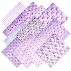 12pcs Purple Printed Polyester Quilting Fabric Bundles 18″x22″ for DIY Crafts