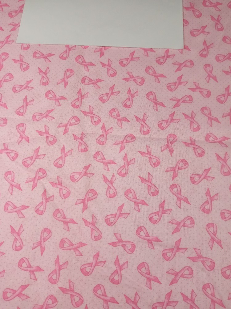 Fabric Breast Cancer Awareness Ribbon Light Pink Background BTHY