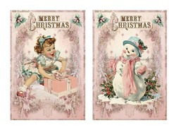 Retro Pink Christmas A Designer MULTI-SIZE SET Cotton Fabric Quilt Blocks