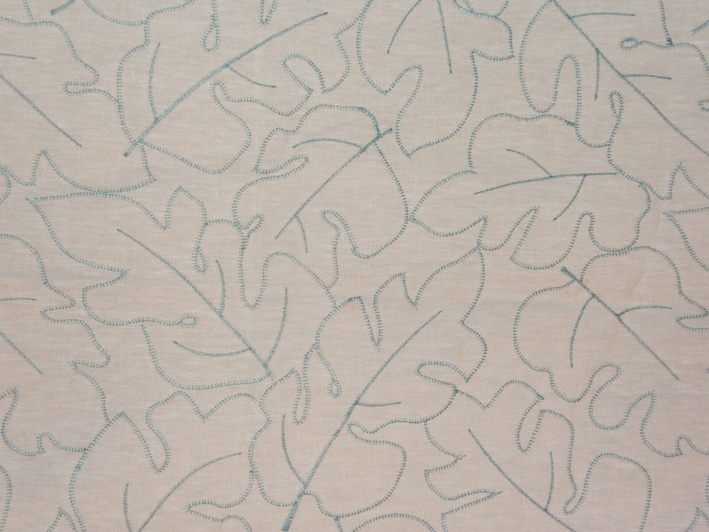 Kravet, Beecher, Embroidered Leaves, Remnant, 38.50″ Wide X 65″ Long, Color Aqua