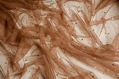 Brown Lace Fabric By The Yard Gold Sequin Stars Printed Tulle Fabric Fashion New