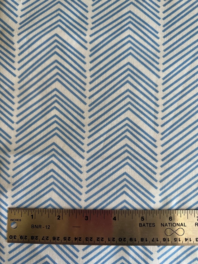 cotton FABRIC CHEVRON blue white, 1 yd 12 in cut, Spoonflower, in stock